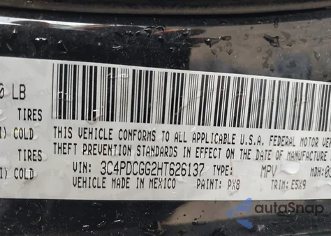 2017 Dodge Journey Crossroad from USA, damaged, VIN 3C4PDCGG2HT626137